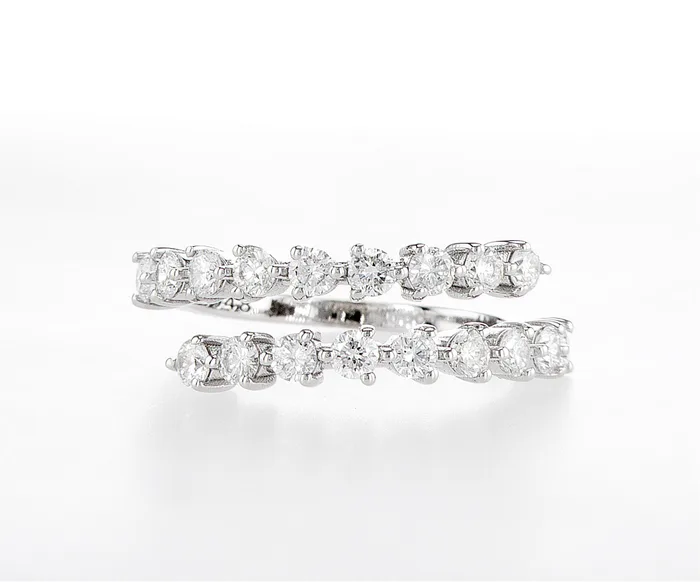 טבעת שתי שורות יהלומים אבנים עגולות 1.18 קראט