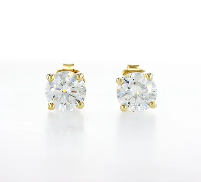 עגילי יהלומים מרכזיות עגולות 3.02 קראט