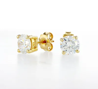 עגילי יהלומים מרכזיות עגולות 3.02 קראט