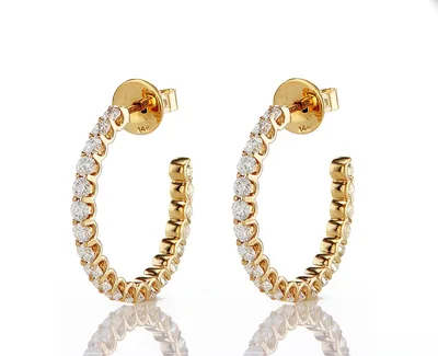 עגילי חישוק יהלומים 2.72 קראט