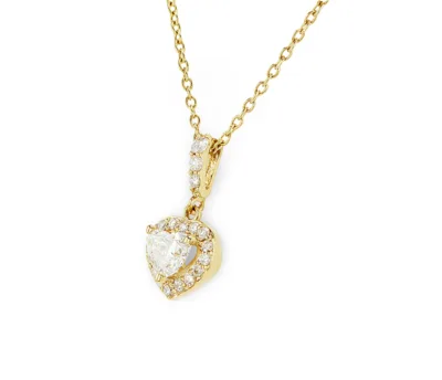 שרשרת לב משובצת יהלום מרכזי 0.64 קראט יהלומים צדדים 0.18 קראט