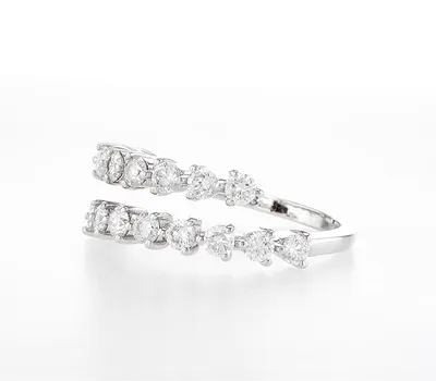 טבעת שתי שורות יהלומים אבנים עגולות 1.18 קראט