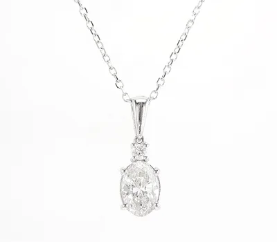 שרשרת יהלום אובל בשילוב יהלומים קטנים אובל 1.43 קראט יהלומים קטנים 0.10 קראט