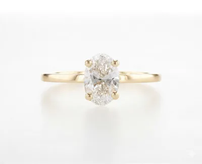 טבעת זהב לבן אובל מרכזית 1.00 קראט