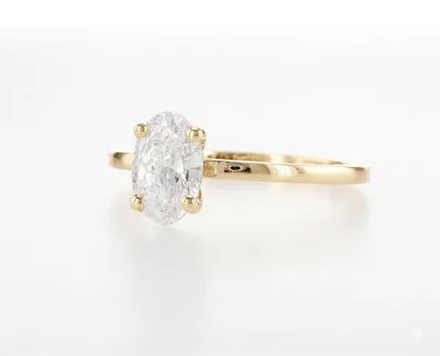 טבעת זהב לבן אובל מרכזית 1.00 קראט