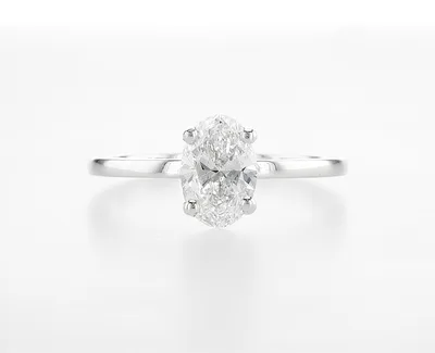 טבעת זהב לבן אובל מרכזית 1.00 קראט