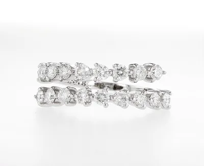 טבעת יהלומים שתי שורות בחיתוך מרכזיות עגולות 1.18 קראט