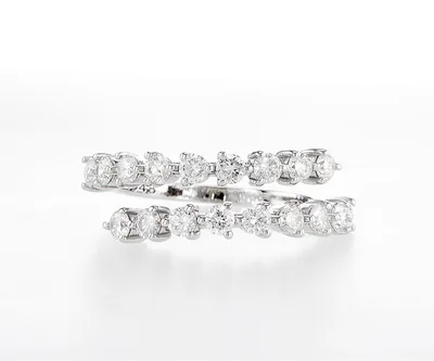 טבעת שתי שורות יהלומים אבנים עגולות 1.18 קראט