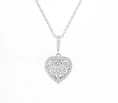 שרשרת יהלום לב אבנים מרכזיות 0.47 קראט אבנים קטנות 0.17 קראט